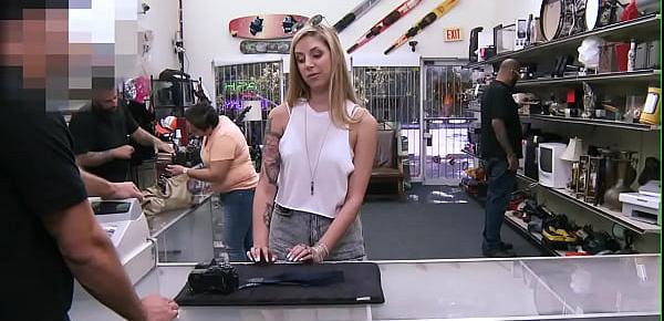  Pawnshop visitor buffing owners knob and plays with cum